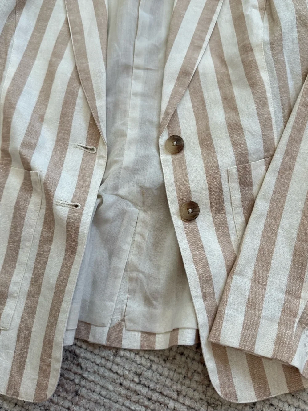 Draper James Linen Blazer striped size 2 Beige & White - Lightweight